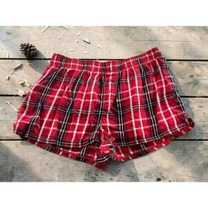 Victoria's Secret PINK Sleep Shorts Sz S Cotton Red Plaid Pajama Loungewear